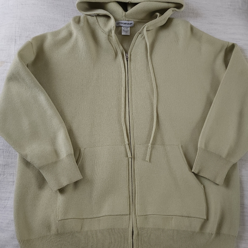Cotton Emporium Mint Green Zip-Up Hooded Sweater Size:Large
